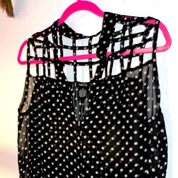 Rue21 Tops Rue2 Black Polkadot Chiffon Button Down Blouse Poshmark